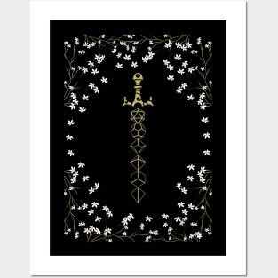 Tabletop RPG Boho Floral Dice Sword Posters and Art